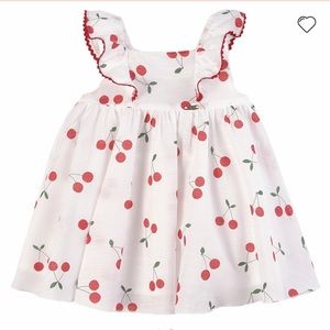 🍒Mayoral cherry white red Muslindress 6-9m 🍒